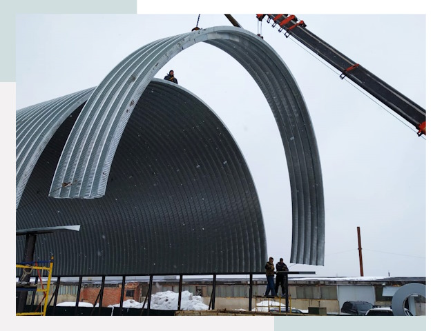 Полукруглые ангары в Дмитрове